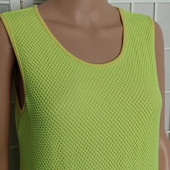 Neon Yellow Mesh Swim Cover-Up – Sheer - Picture 4 of 14
